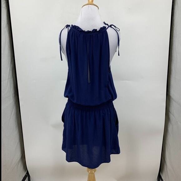 Quiksilver Blouson Silk Dress S Small Shirred Waist Tie Straps Beach Cover Up - Picture 7 of 16